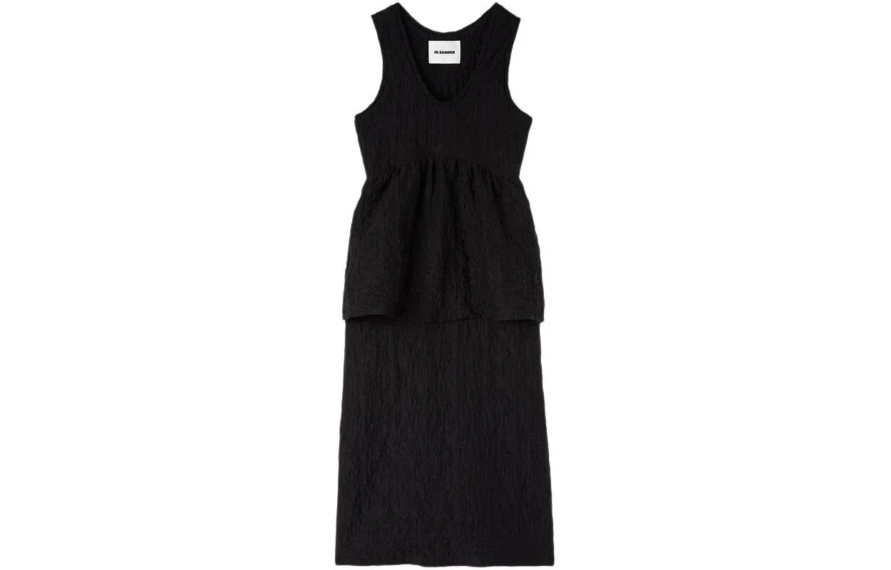 JIL SANDER SS24 Sleeveless Cotton Dress With Balloon Basque