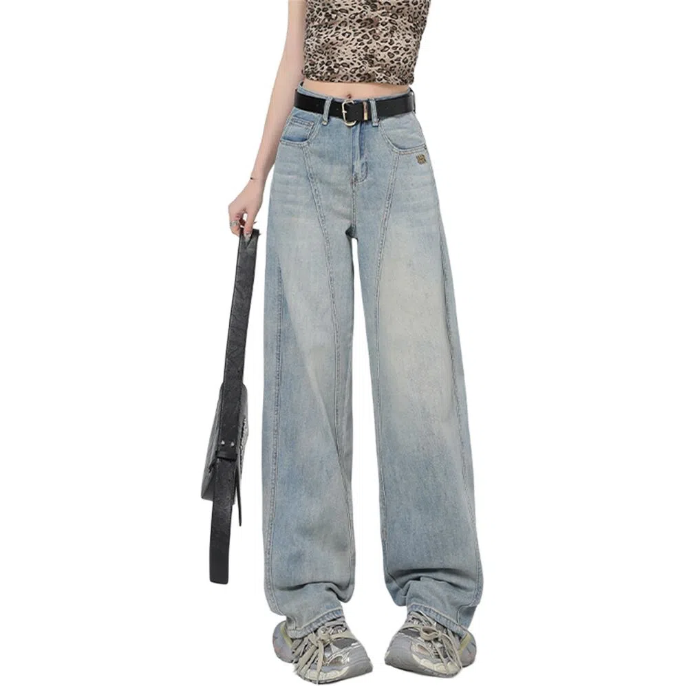 莫代尔 镰刀裁剪阔腿神裤 宽松现货显高阔腿裤长裤牛仔裤 女款