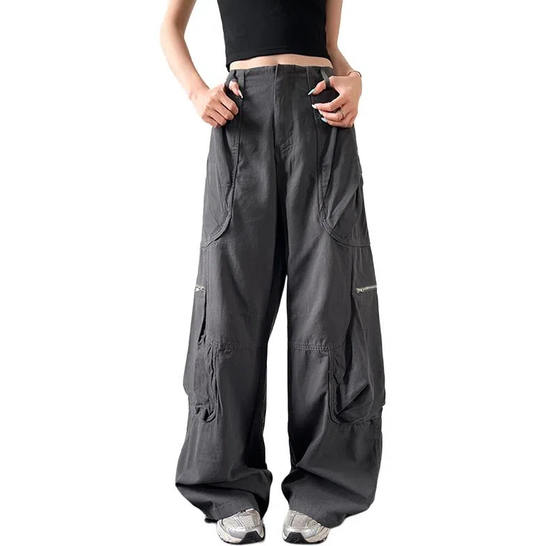 内在密码 设计感美式多口袋宽松直筒牛仔裤 男女同款