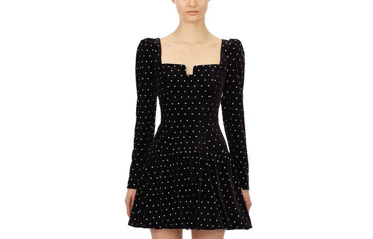 Self-portrait Classic Long Sleeve Dress Black