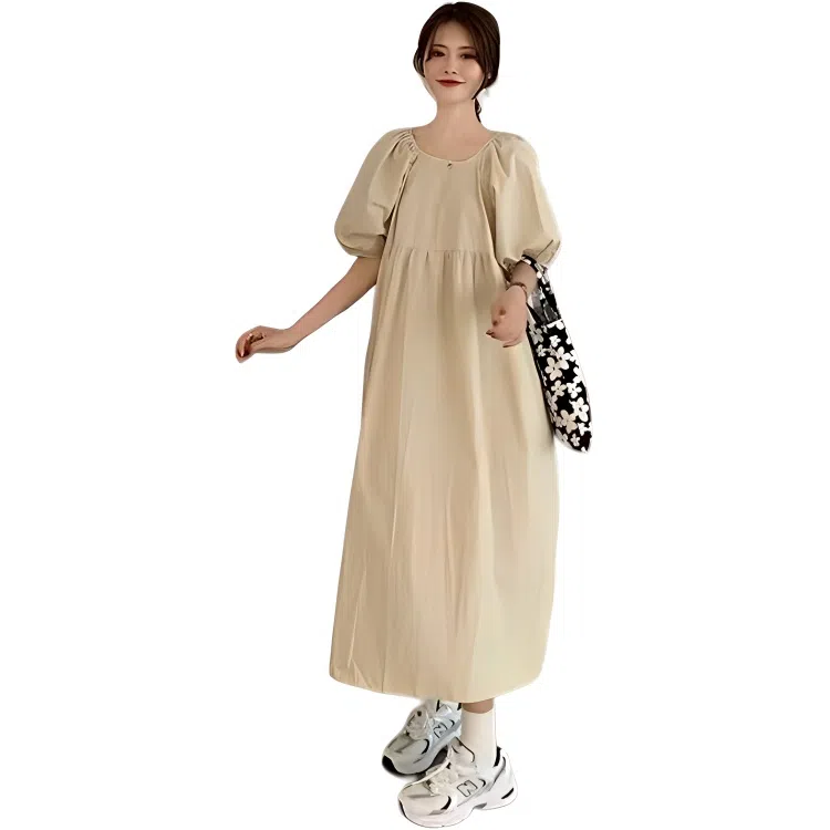 怪力萝莉 舒适气质纯色短袖连衣裙 女款