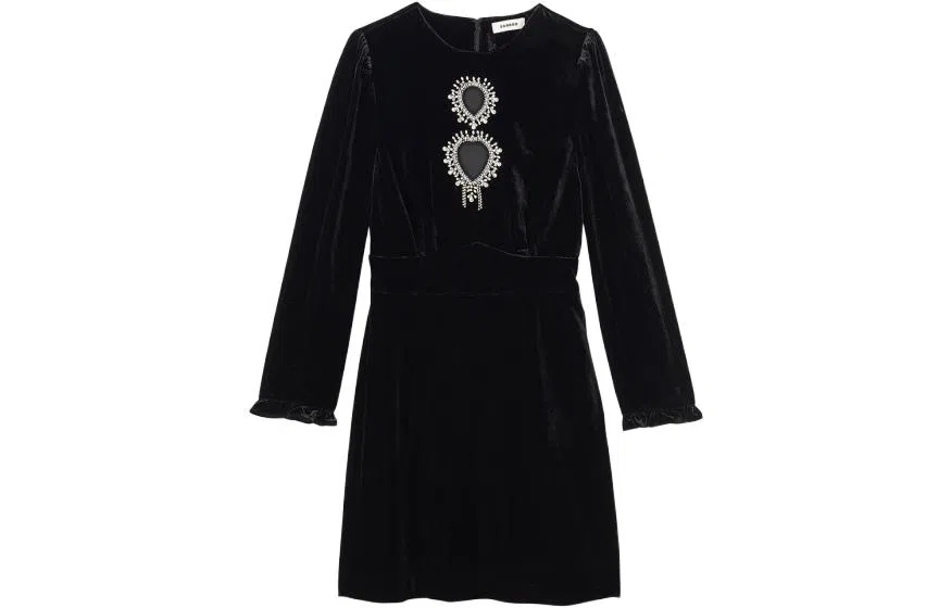 Sandro Elegant Long Sleeve Dress Black