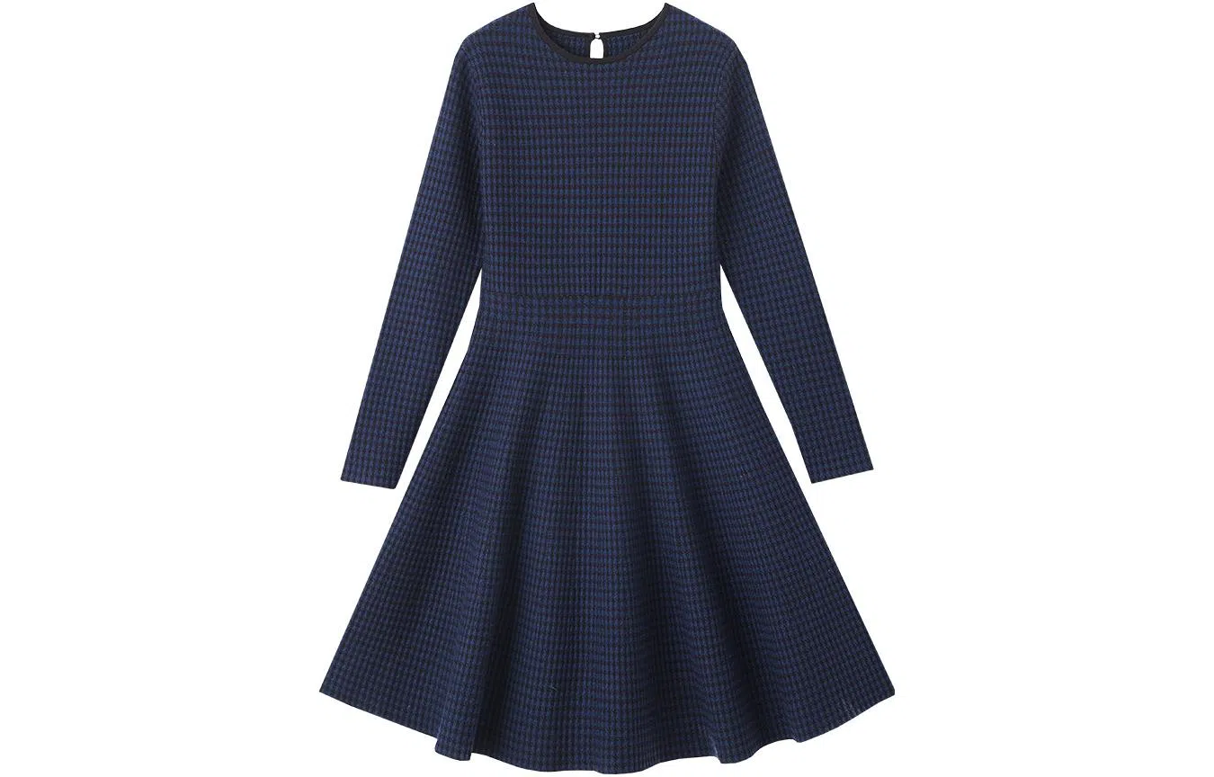 【dme】 纯色圆领长袖连衣裙 藏蓝色