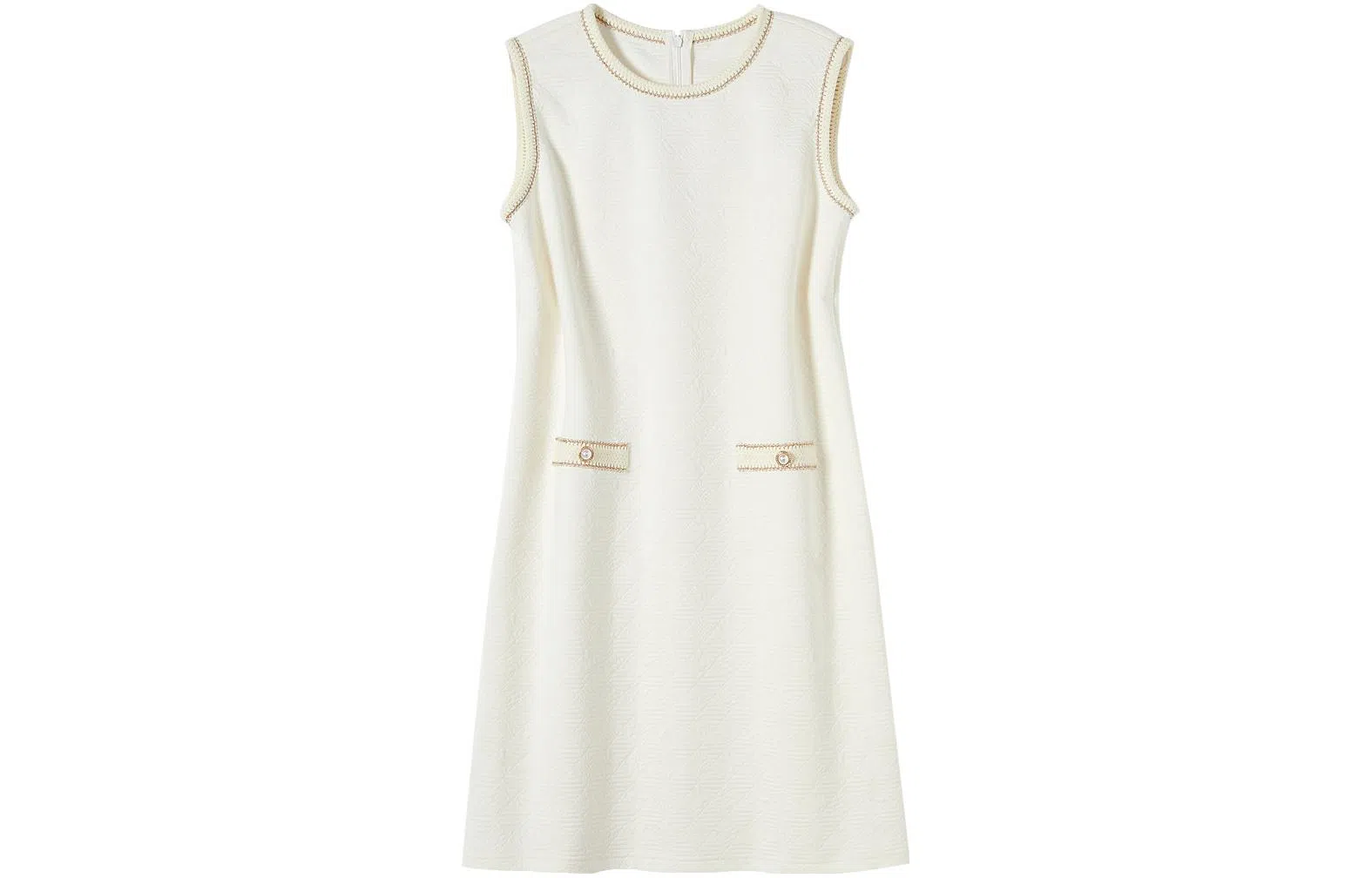 【dme】 纯色圆领条纹拼接无袖连衣裙