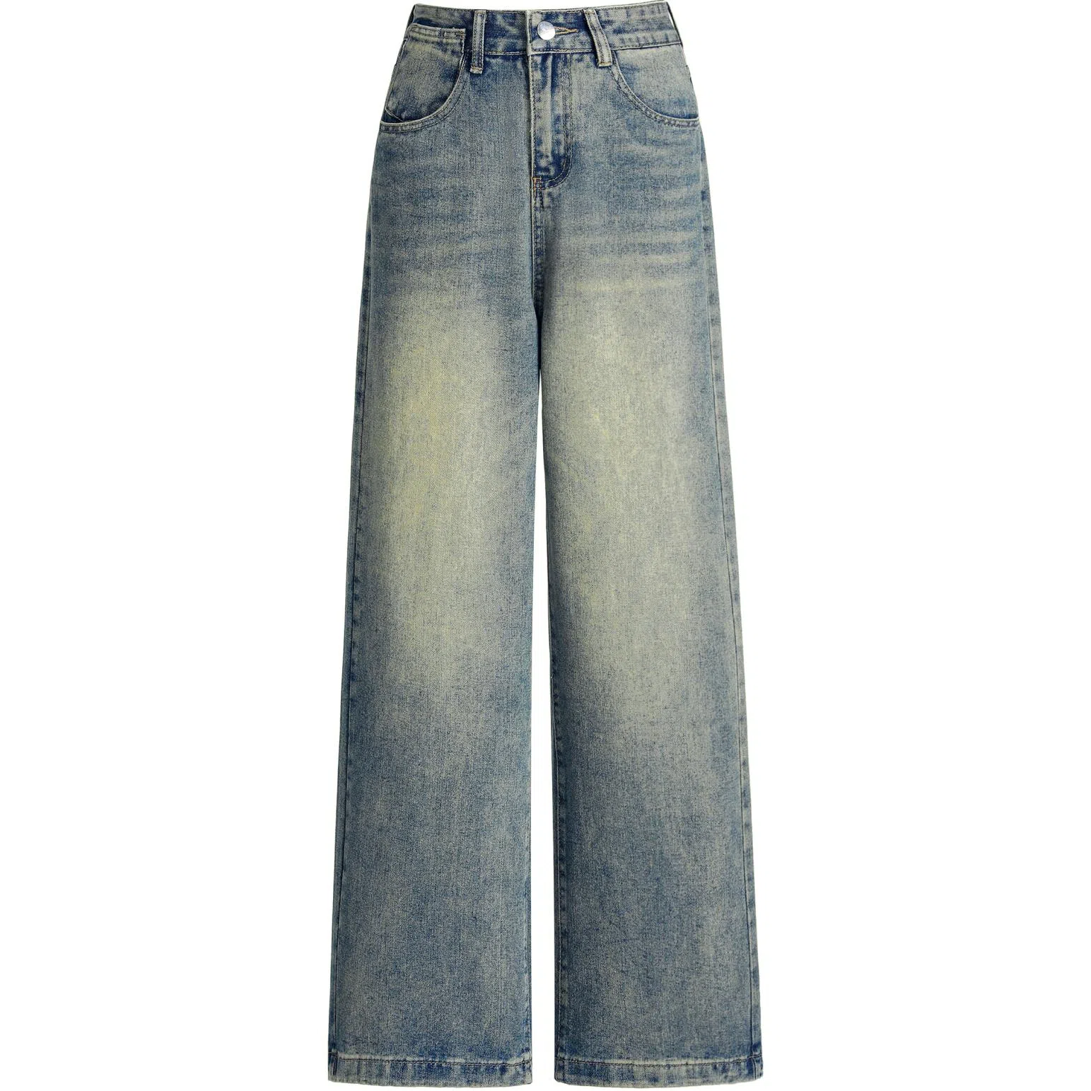 玫丝朵 中腰宽松无弹牛仔裤 女款 复古蓝