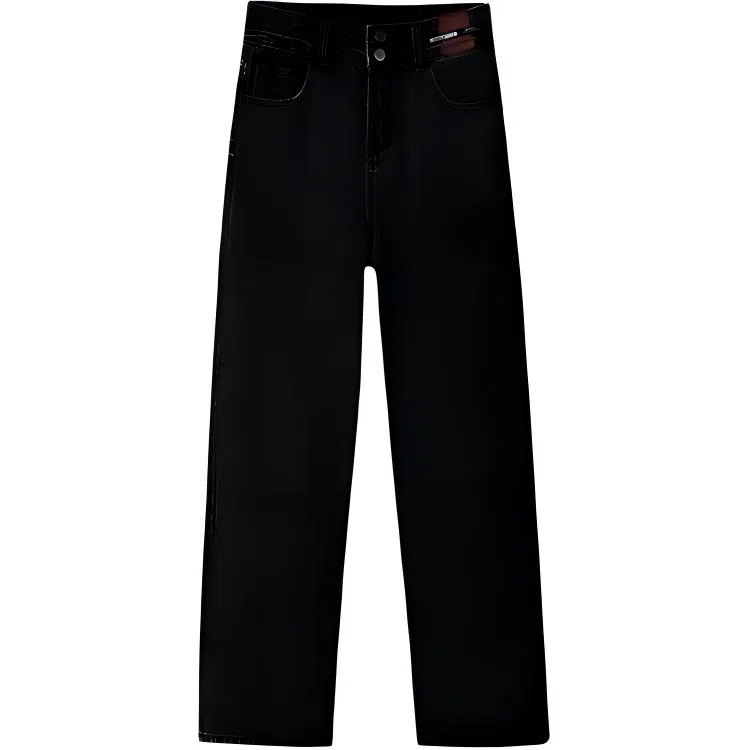 么宁 高腰直筒垂感窄版牛仔裤 男女同款