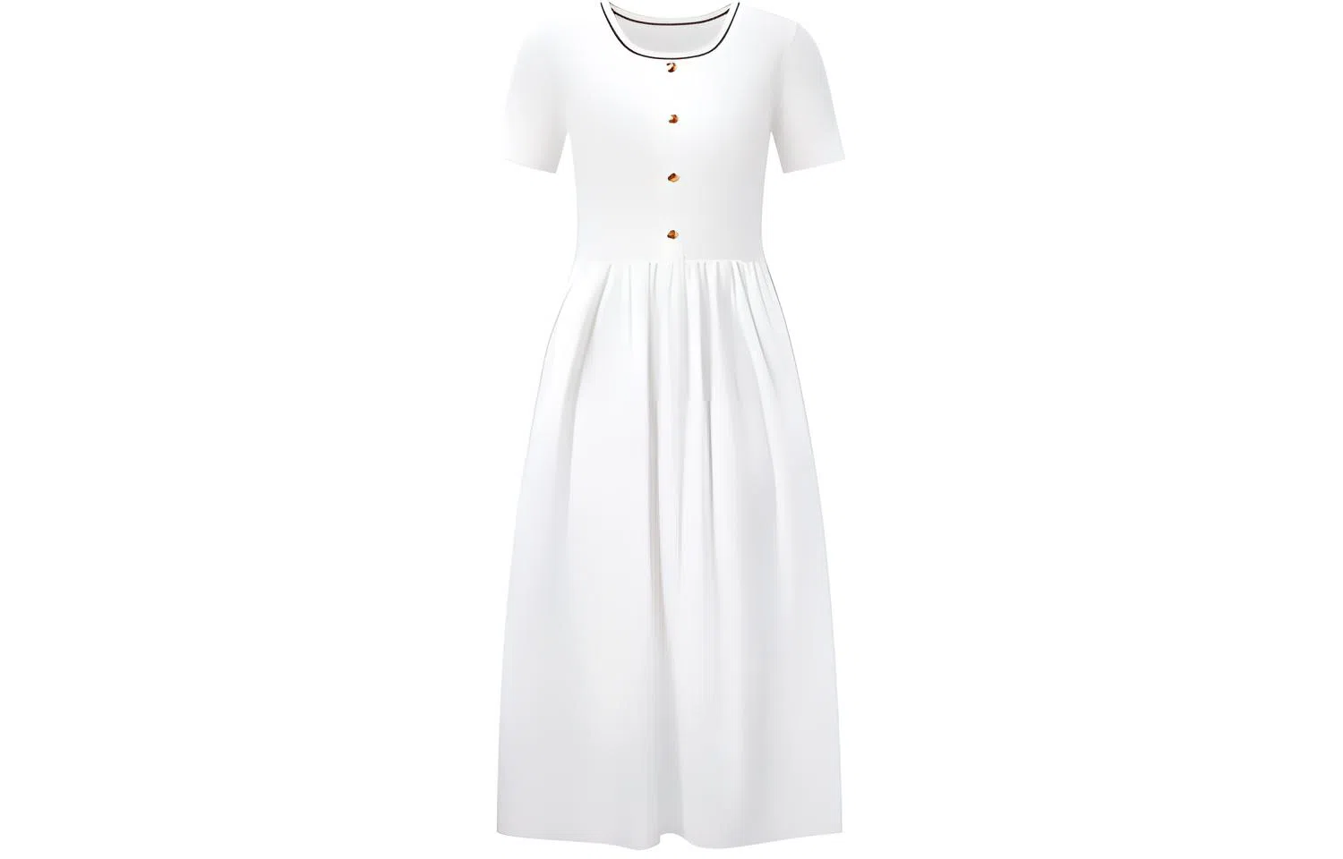 太平鸟 优雅拼接短袖连衣裙 女款 白色