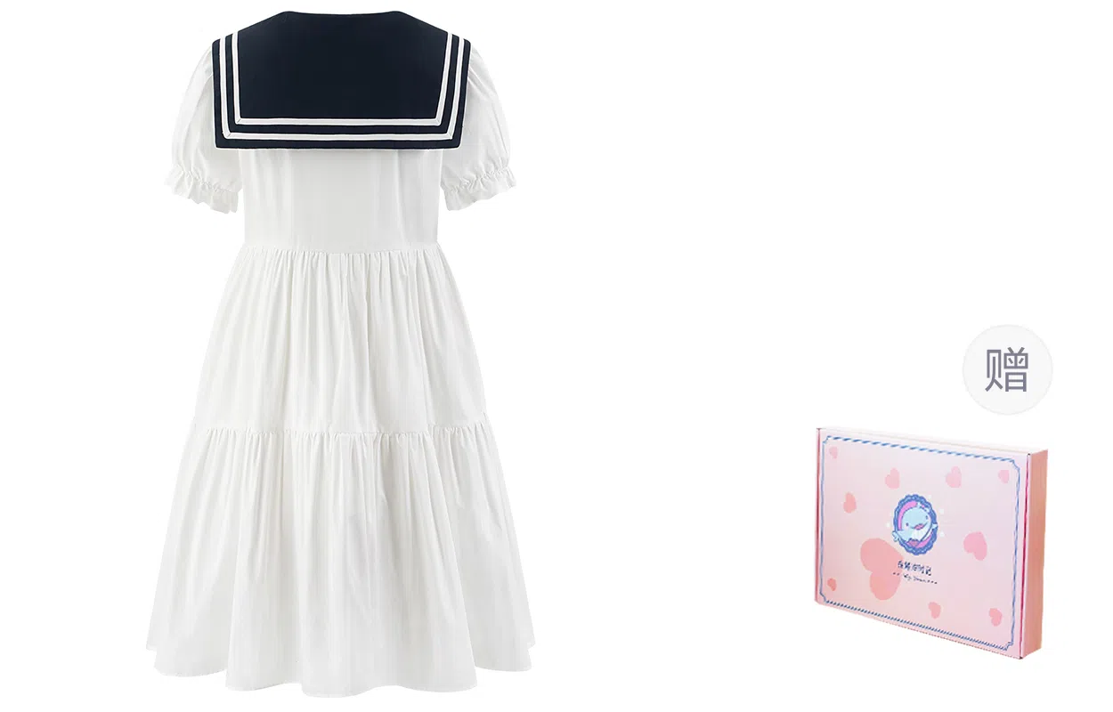 东鲸岁时记 百搭休闲简约短袖连衣裙 女款 白色