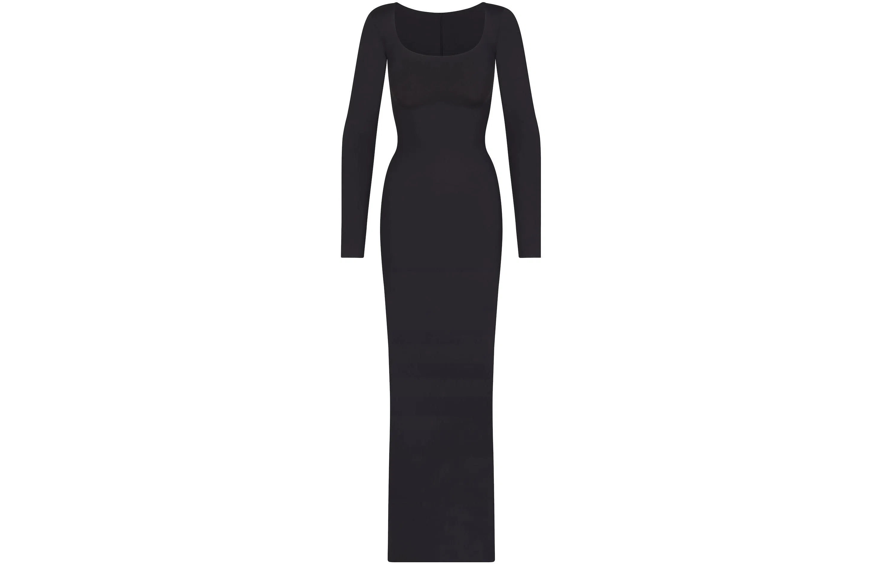SKIMS BODY LONG SLEEVE LONG DRESS ONYX