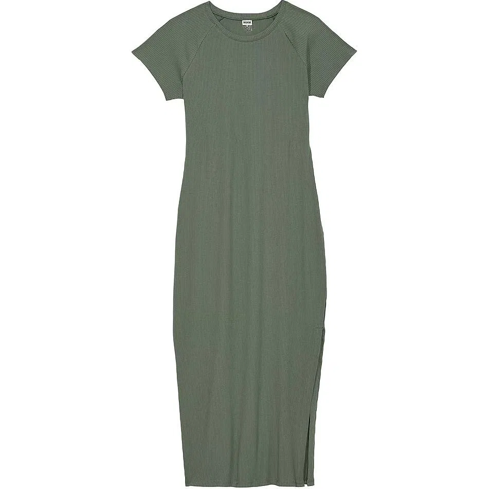 Victoria's Secret PINK CONTOUR RIBBED MIDI DRESS Forest Pine