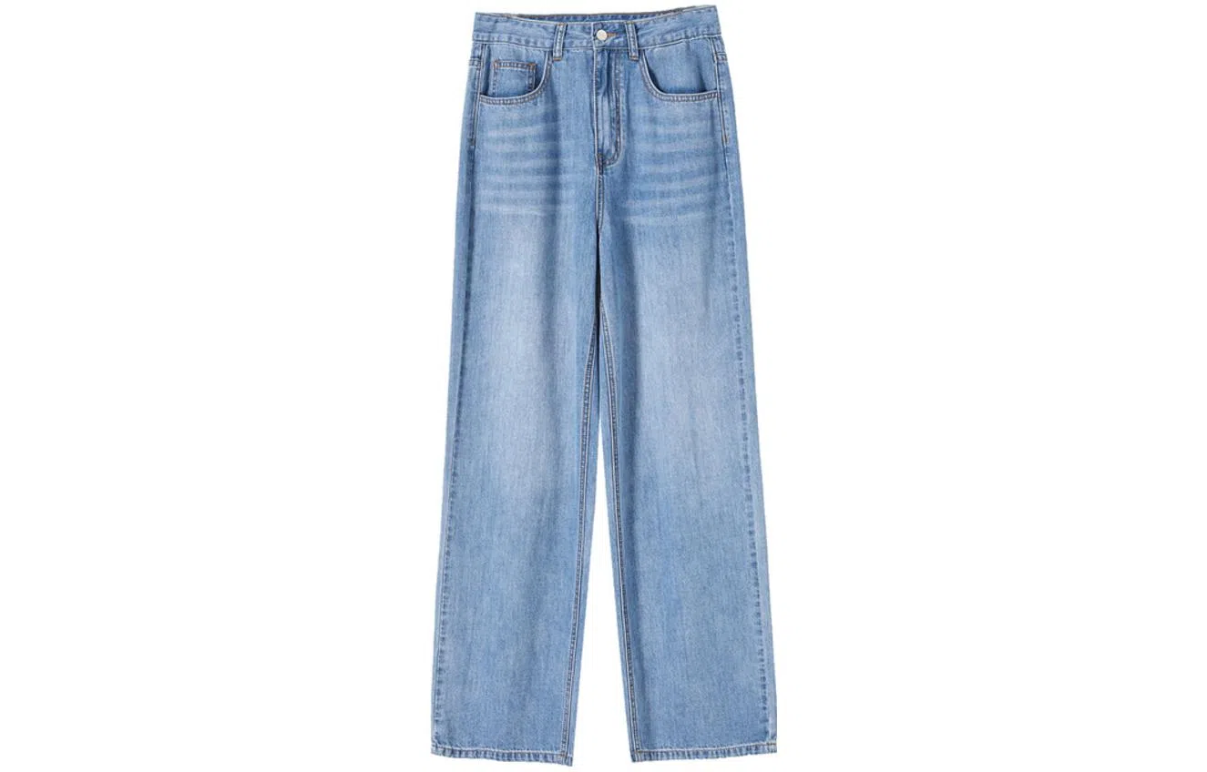 【dme】高腰阔腿牛仔裤 女款 蓝色