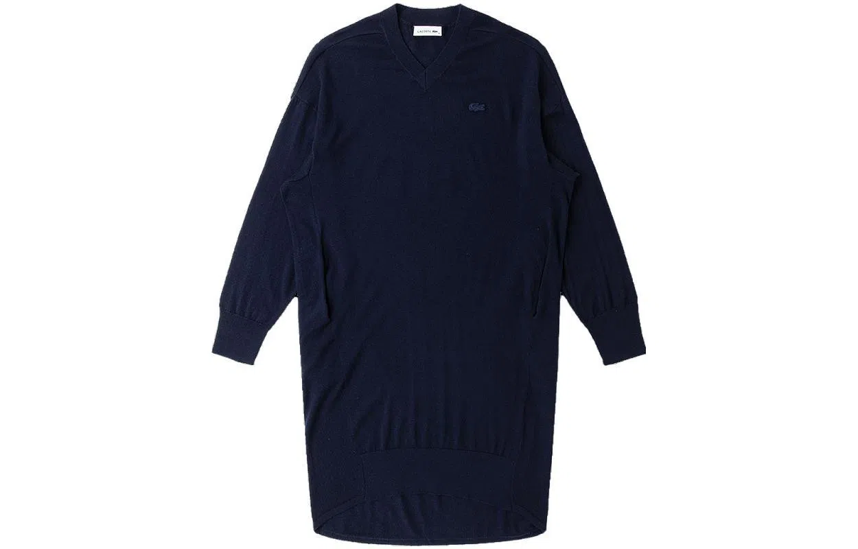 Lacoste V-Neck Long Sleeve Dress Navy