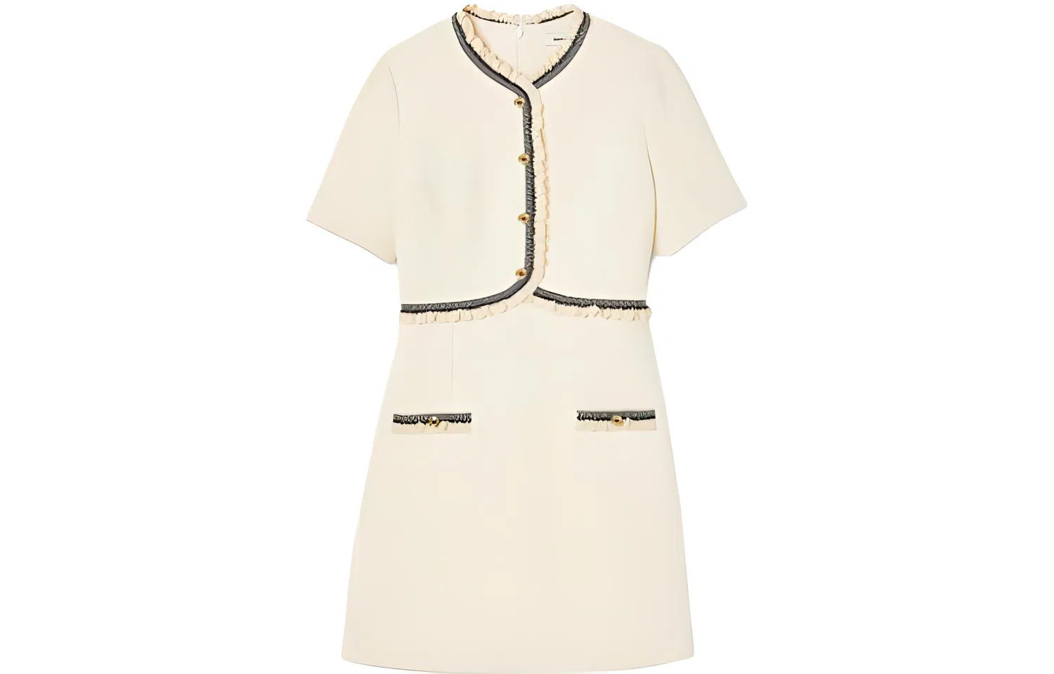 Sandro High Waist Lace Collar Dress Beige