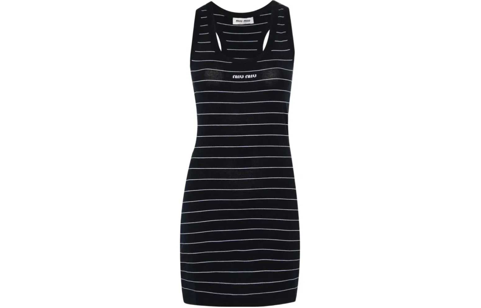 Miu Miu SS24 Striped Logo Dress Navy