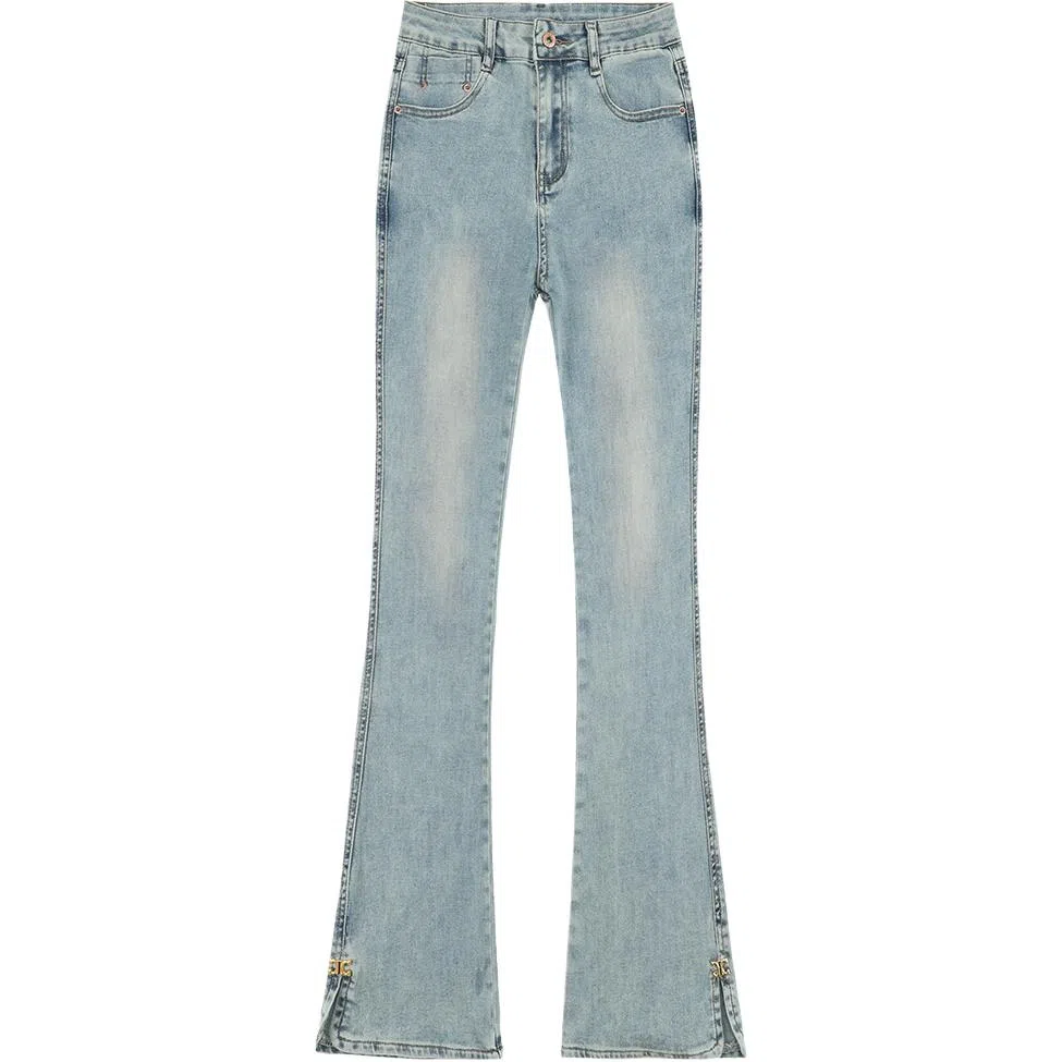 玫丝朵 侧开叉高弹微喇百搭马蹄牛仔裤 女款