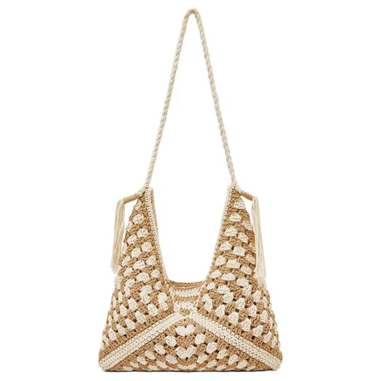 老人头 轻便出行小众百搭通勤托特腋下包 织物 单肩包 女款 米色/黑白色