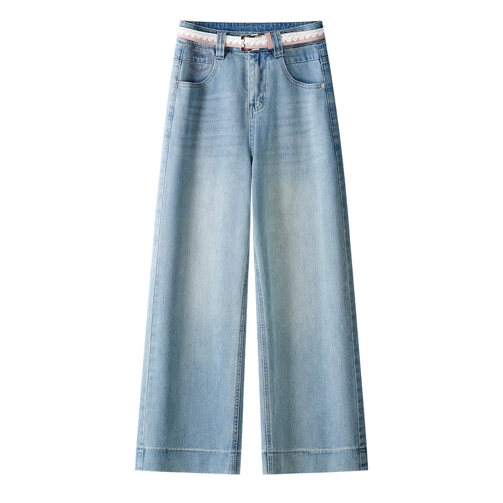 潞优野 宽松显瘦直筒牛仔裤 女款 蓝色