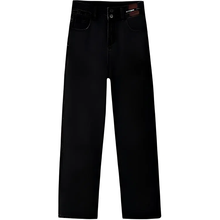 么宁 高腰直筒垂感窄版牛仔裤 男女同款