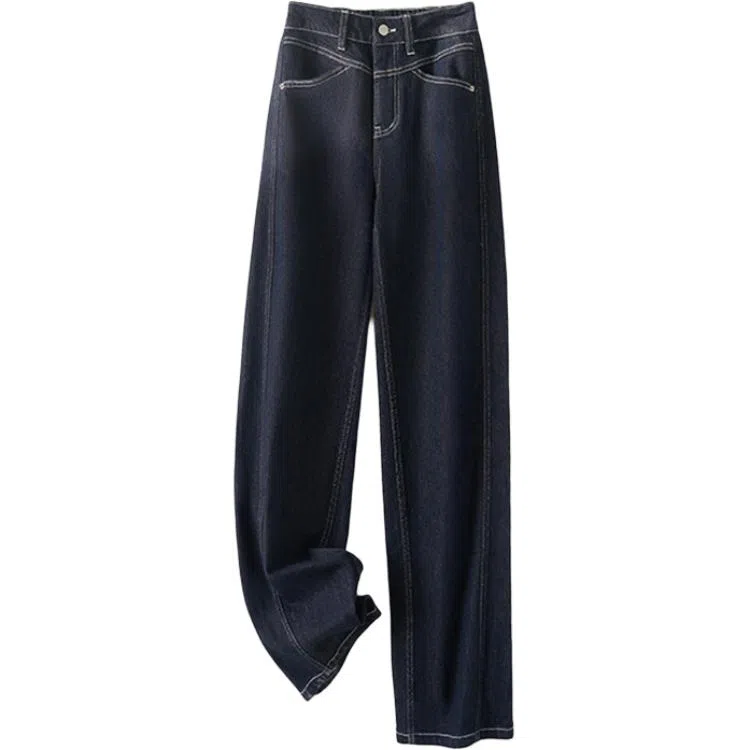 潞优野 直腿适中宽松牛仔裤 女款 蓝色