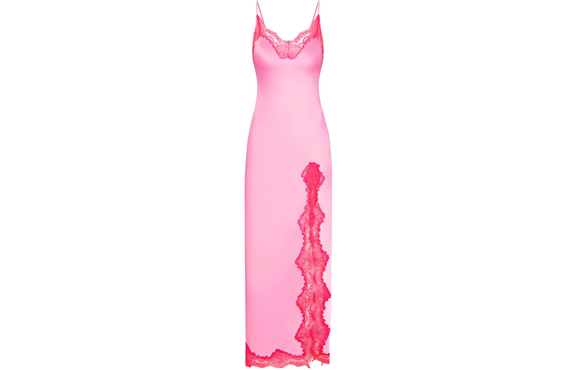 SKIMS Woven Shine Lace Long Dress Neon Orchid