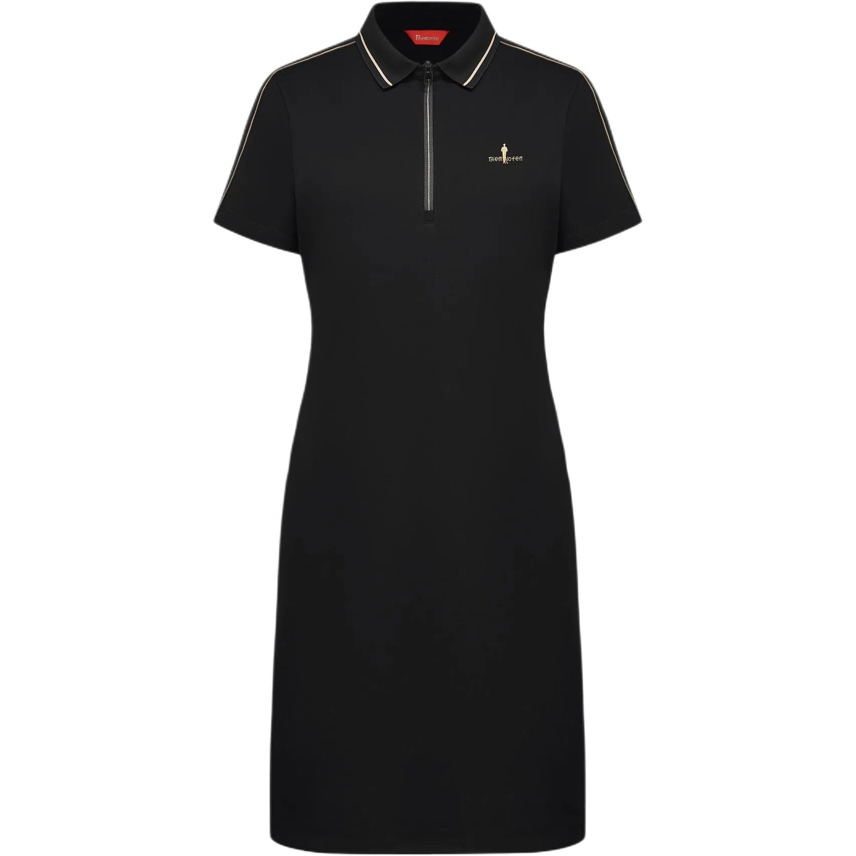 比音勒芬 字母翻领中长款短袖连衣裙 女款 黑色