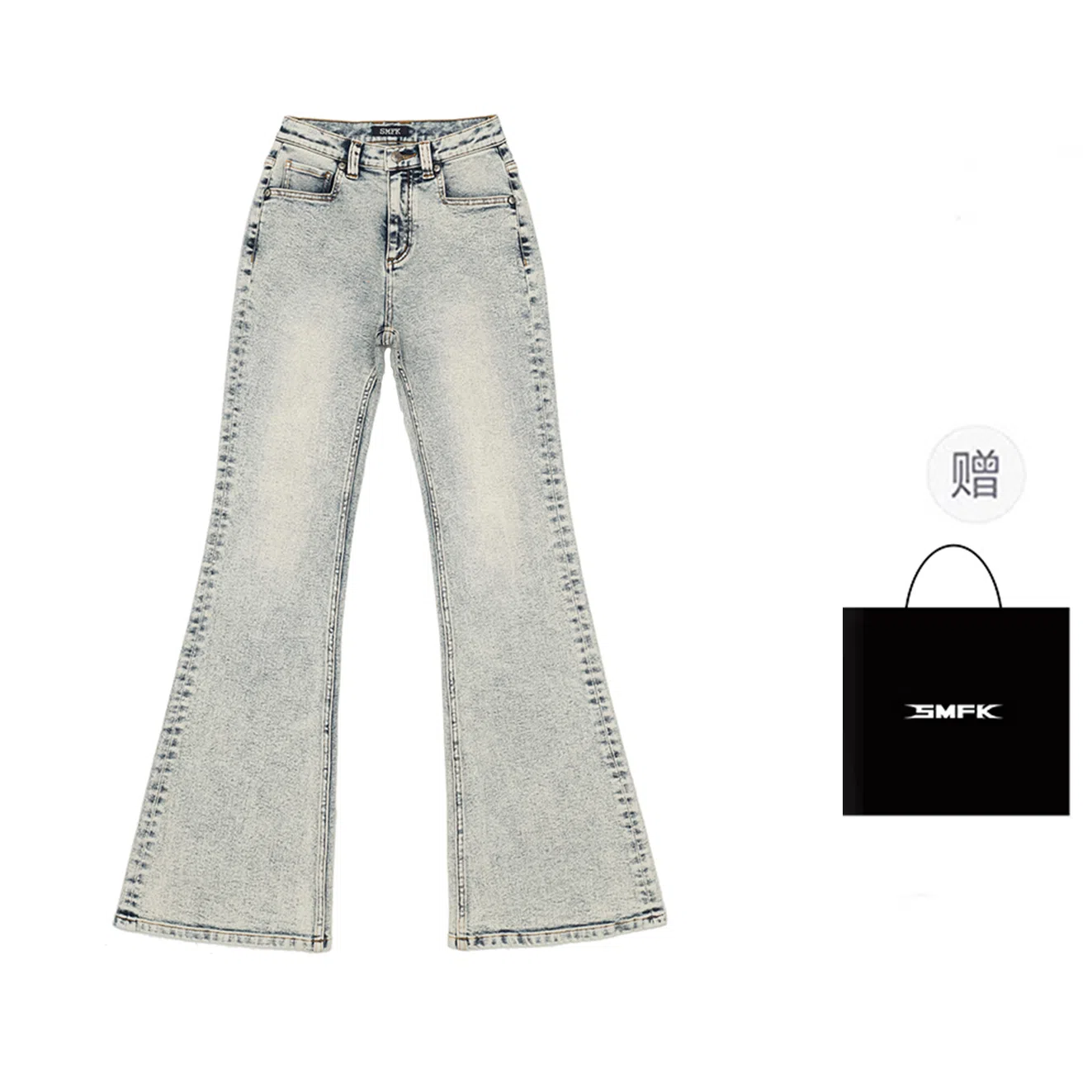 SMFK Compass Flare Jeans Snowflake White
