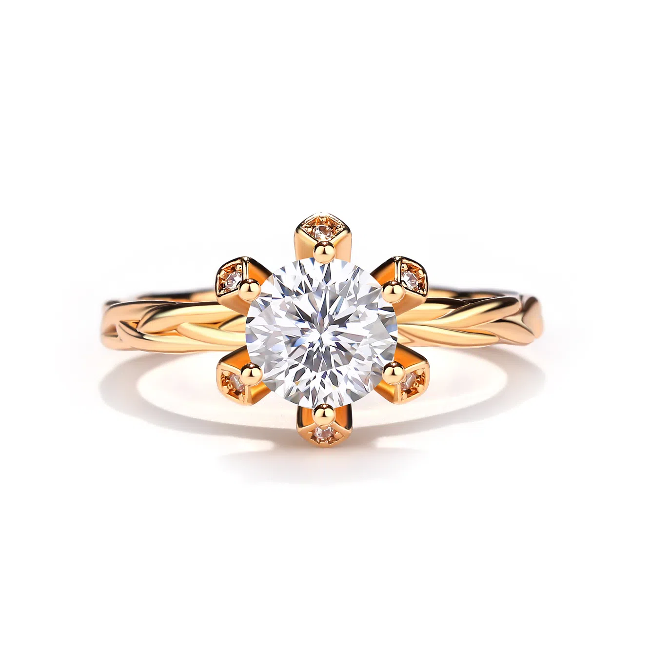 金杰福 经典璀璨六爪意大利工艺小众百搭精致 合金 戒指 女款