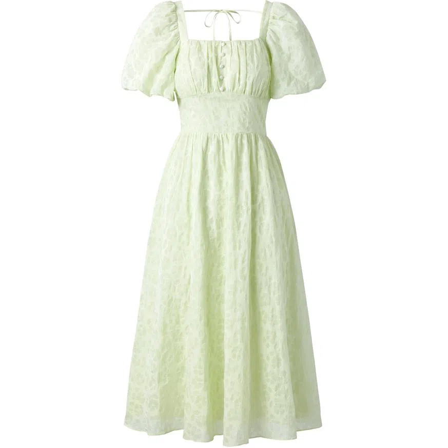 太平鸟 纯色舒适高腰短袖连衣裙 女款