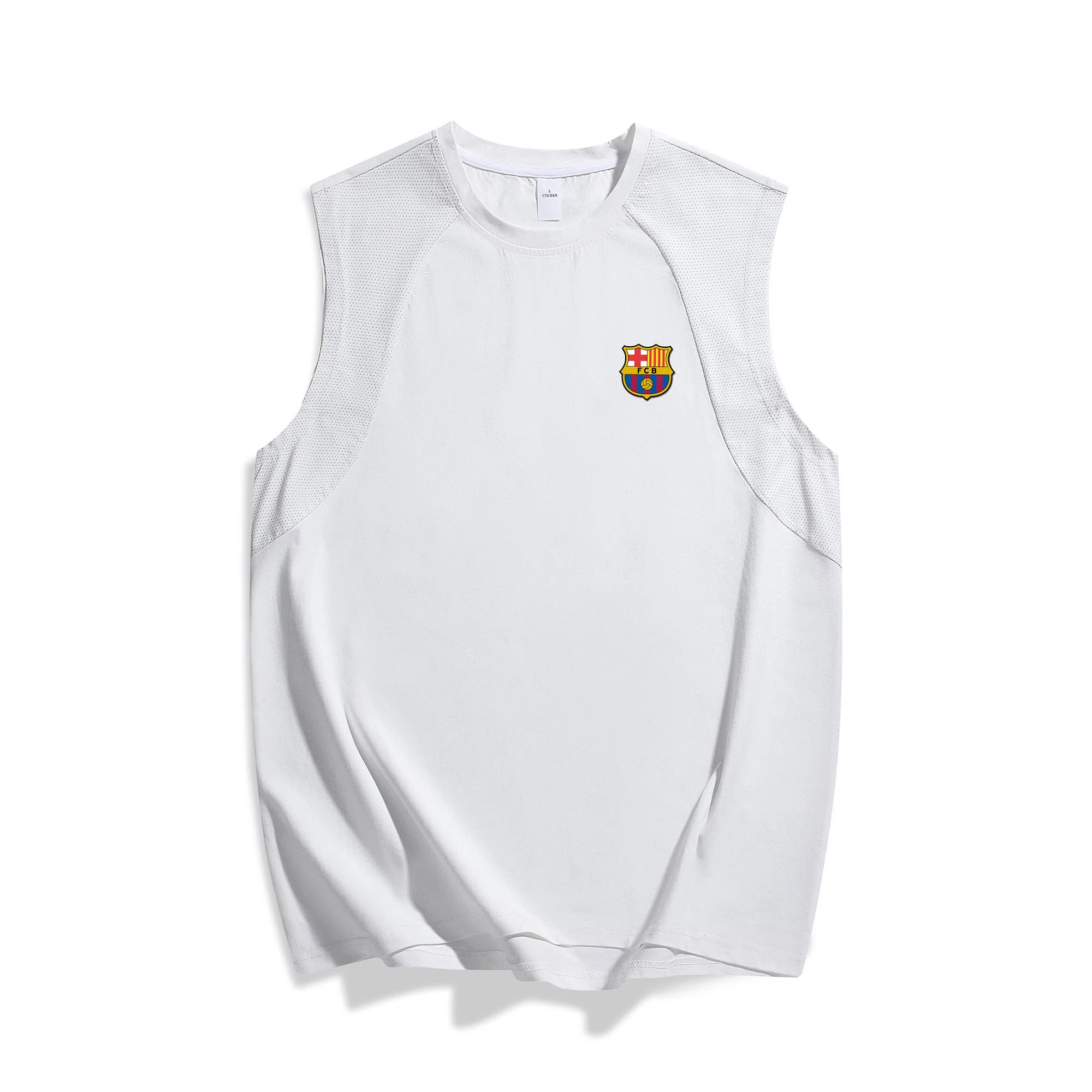 巴塞罗那足球俱乐部 运动户外简约纯色经典基础款吸汗透气冰丝速干百搭跑步健身宽松圆领无袖背心 男女同款