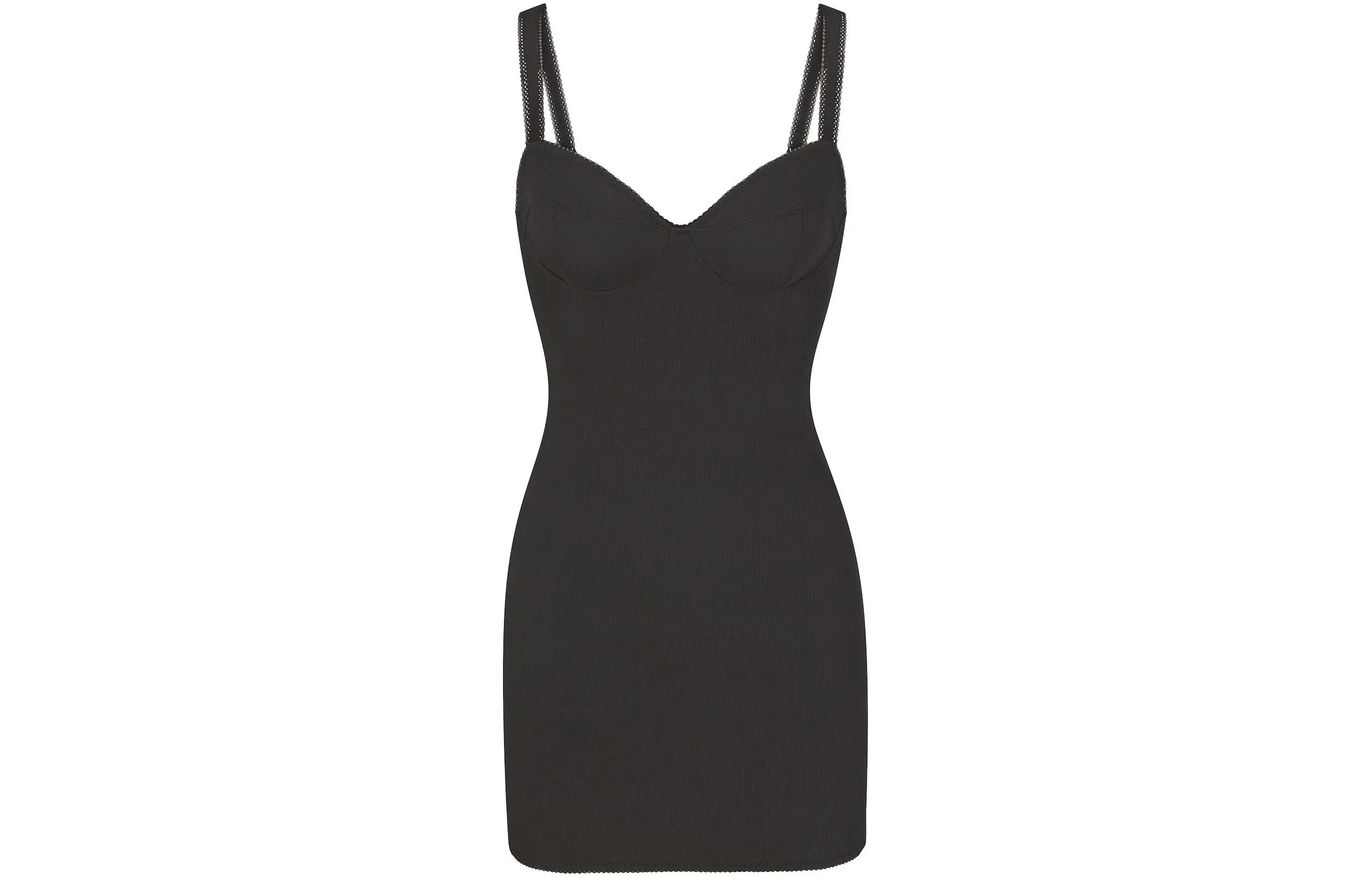 SKIMS Cotton Rib Picot Cami Mini Dress Soot