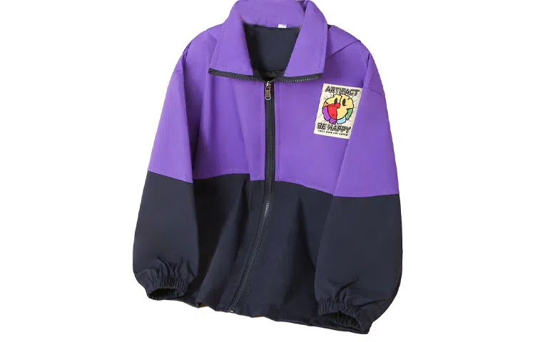 十月妈咪 童装 儿童休闲撞色印花连帽夹克外套 男童