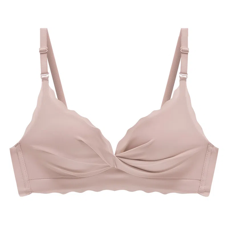 欧迪芬 冰丝亲肤侧收副乳薄款甜美褶皱文胸 女款