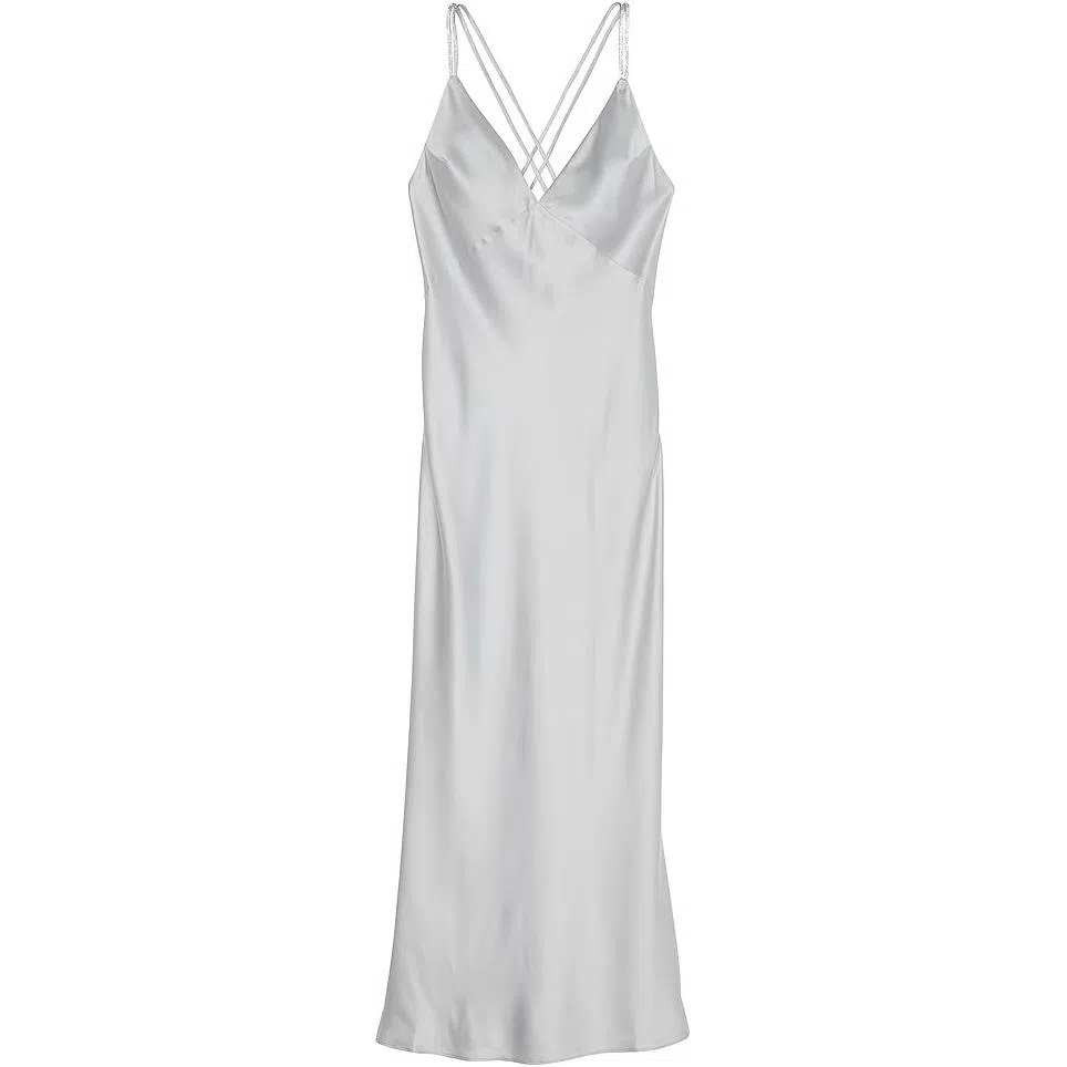 Victoria's Secret Twinkle Strap Satin Long Slip DressSILVER PEARL V