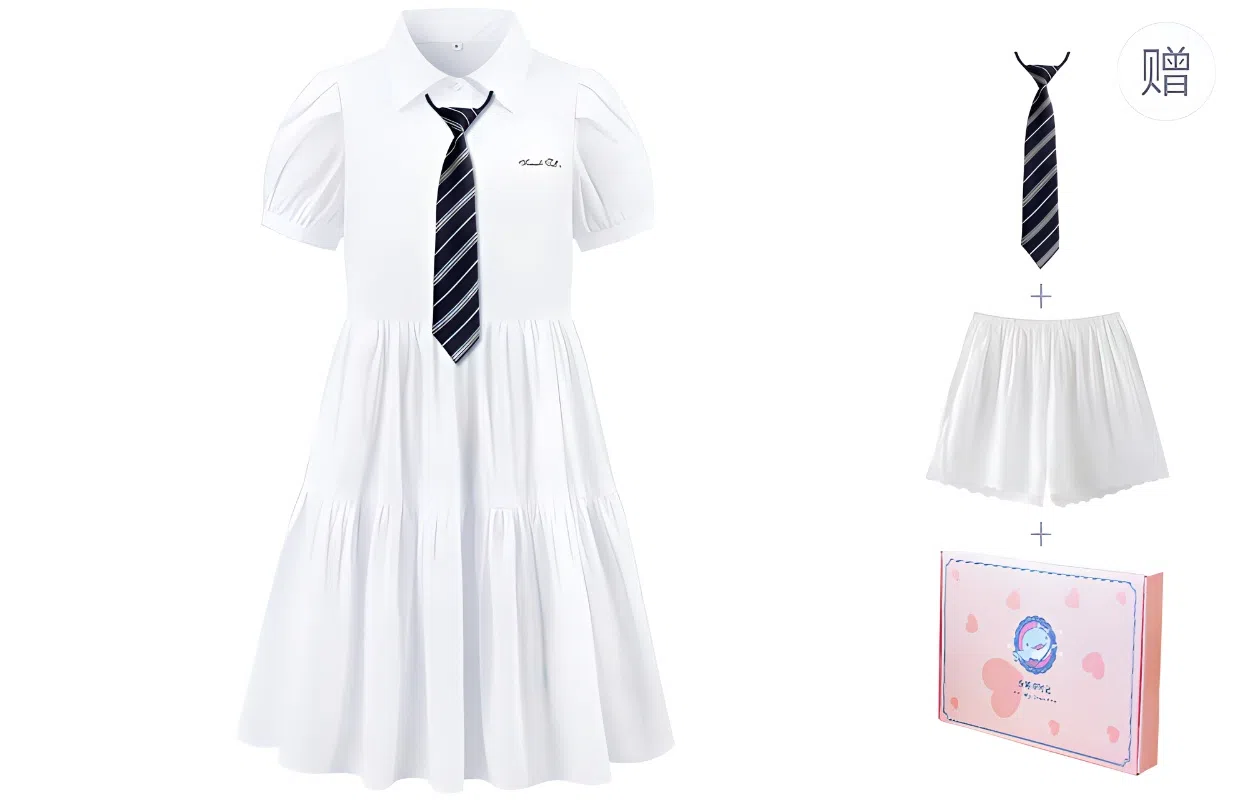 东鲸岁时记 学院风海军领宽松短袖连衣裙 女款