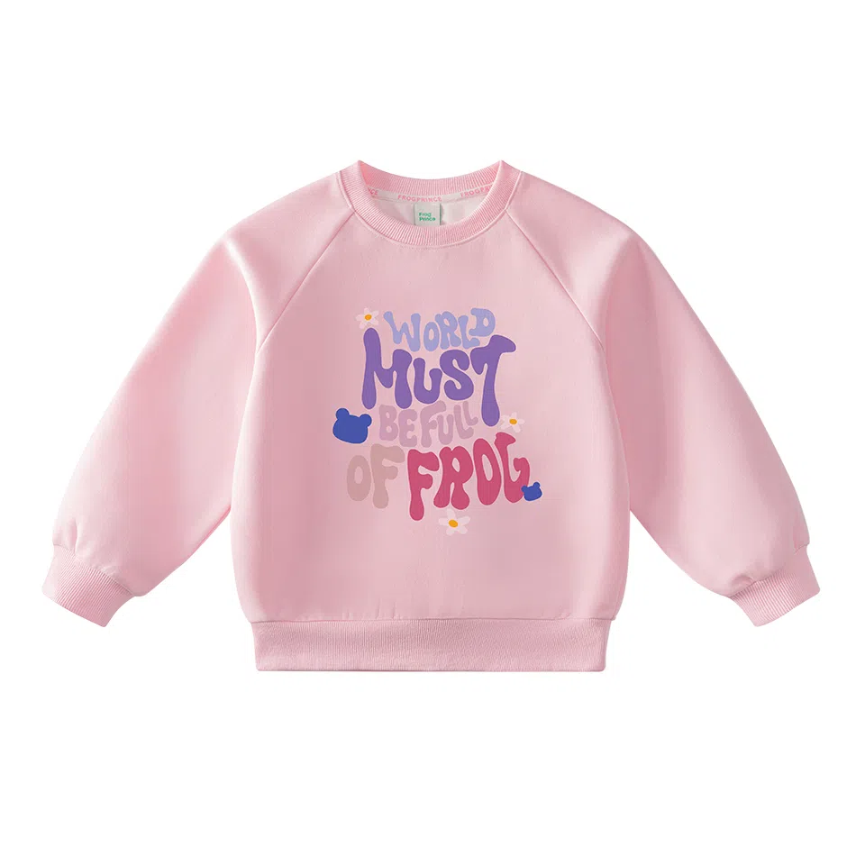 青蛙王子 舒适宽松潮流百搭字母卫衣 樱花粉 儿童款