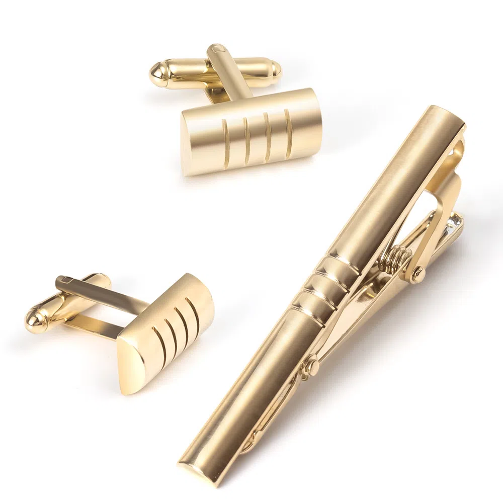 山一丸 时尚高档金属领带夹套装 法式衬衫 铜 袖扣 男款