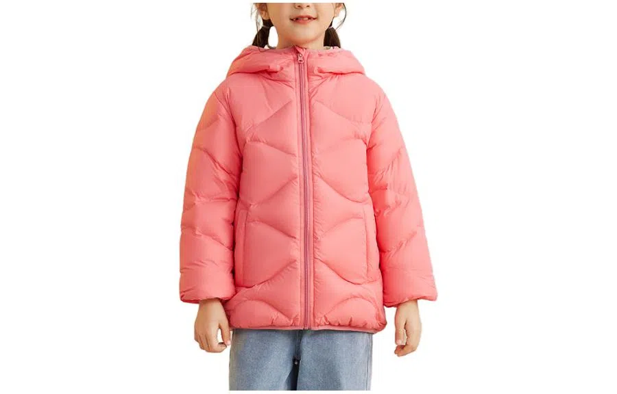 鸭鸭 童装 纯色连帽轻薄短款羽绒服 儿童款