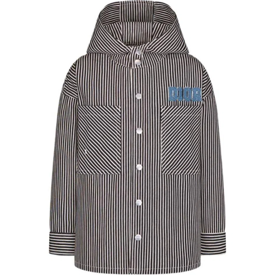 DIOR SS24 Letter Stripe Hooded Jacket Black