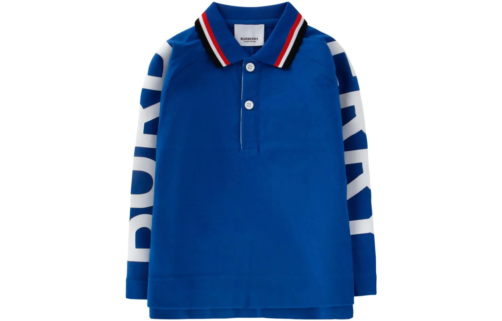 Burberry SS23 Logo Print Long Sleeve Polo Shirt Blue