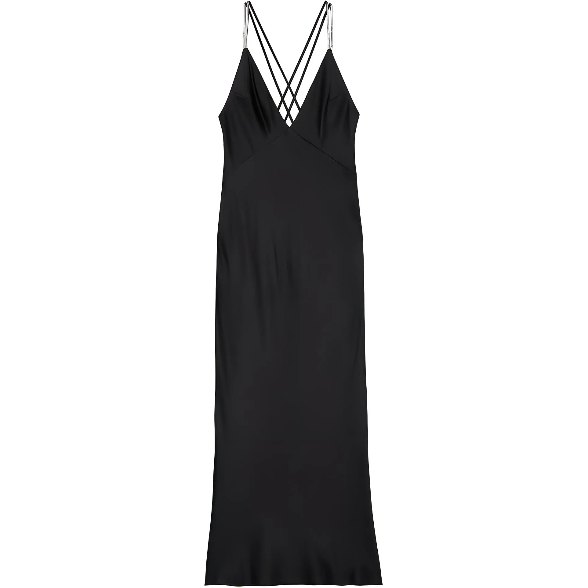 Victoria's Secret Twinkle Strap Satin Long Slip DressBLACK V
