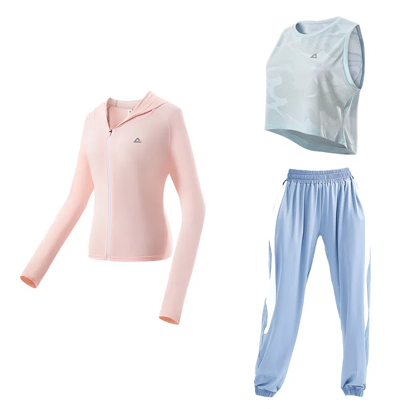 匹克 瑜伽服健身运动服背心外套运动裤三件套健身套装 女款
