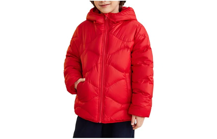 鸭鸭 童装 纯色连帽轻薄短款羽绒服 儿童款