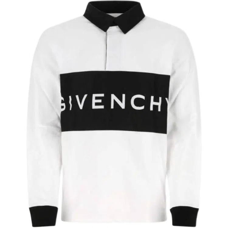 Givenchy Letter Print Polo Shirt White