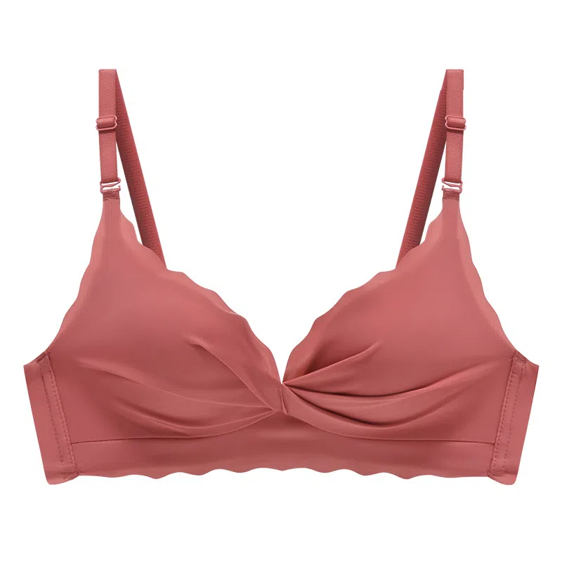 欧迪芬 冰丝亲肤侧收副乳薄款甜美褶皱文胸 女款