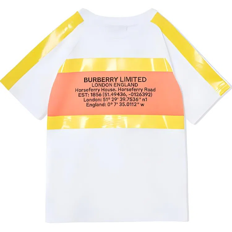Burberry Tape Detail Address Print T-Shirt White