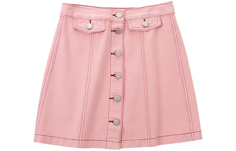 SOON FLOWER Denim Skirt Pink