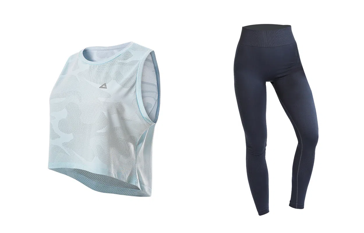 匹克 满印圆领套头无袖背心中腰直筒健身套装 女款