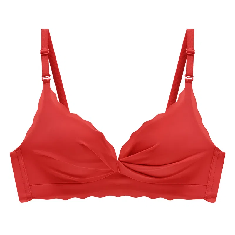 欧迪芬 冰丝亲肤侧收副乳薄款甜美褶皱文胸 女款