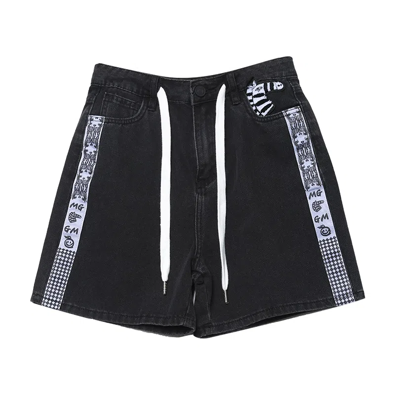 木果果木 宽松直筒中腰牛仔裤 女款 黑色