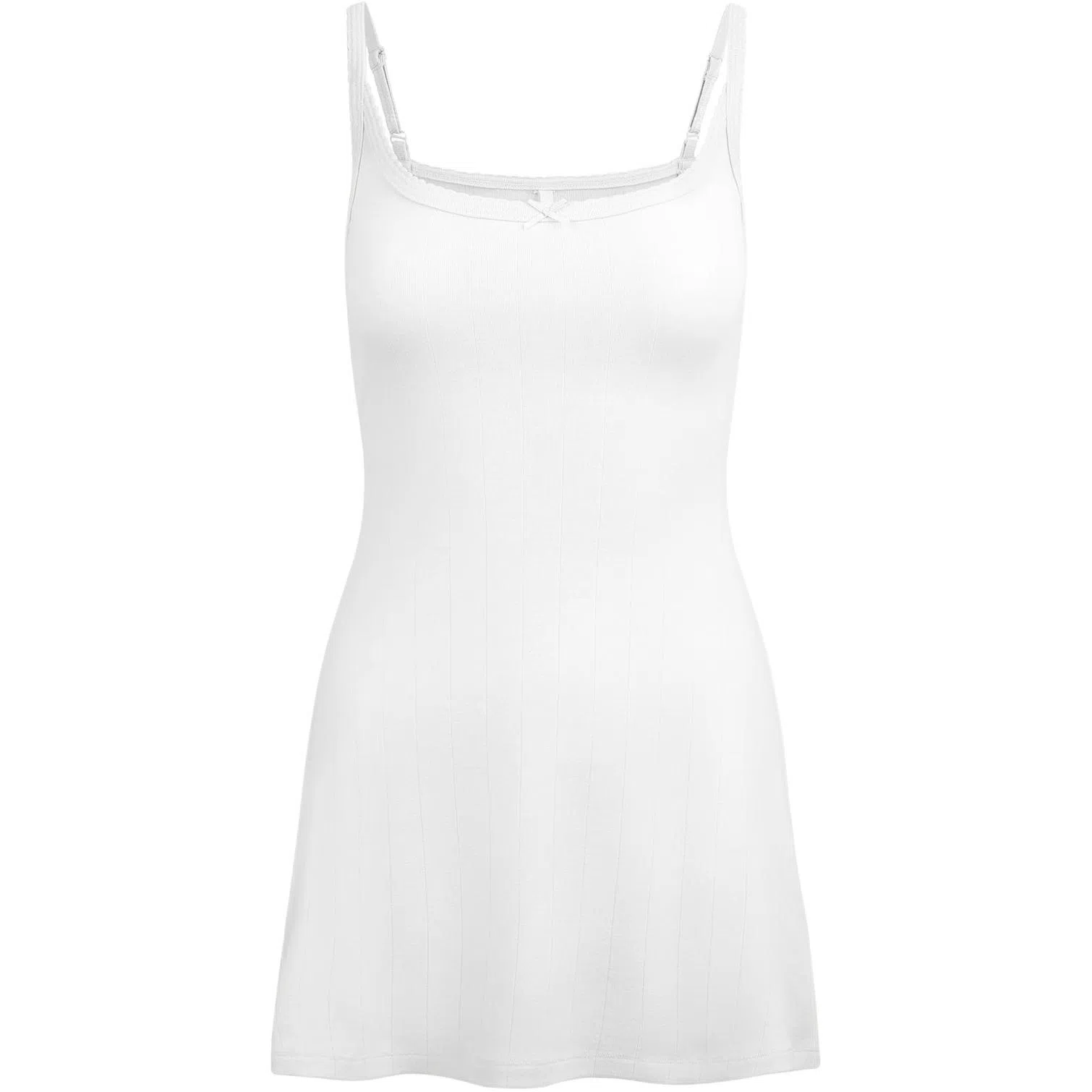 SKIMS SS25 Drop Needle Pointelle Cami Mini Dress Snow